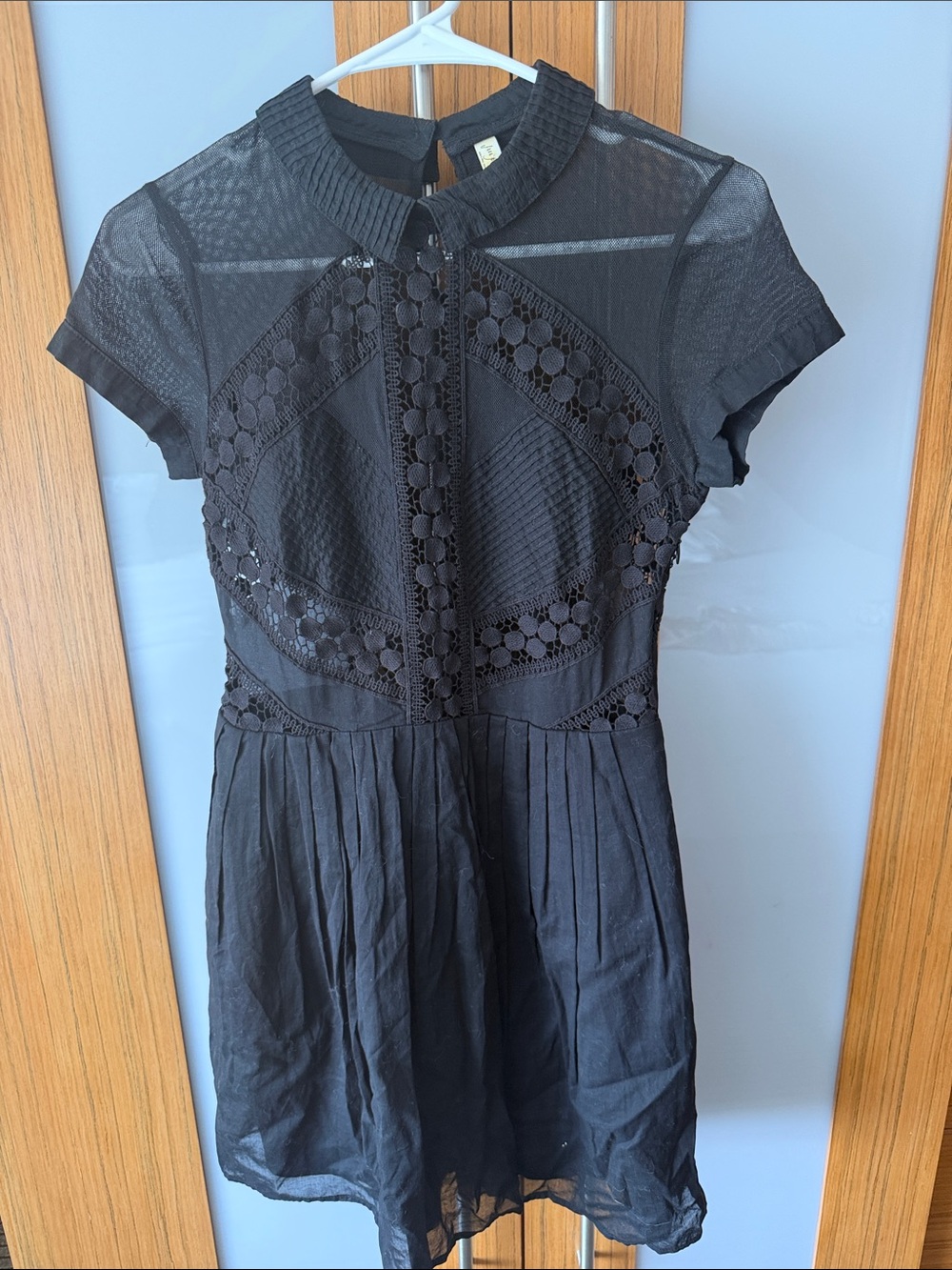 Free People Black Crochet Lace Mini Dress 6